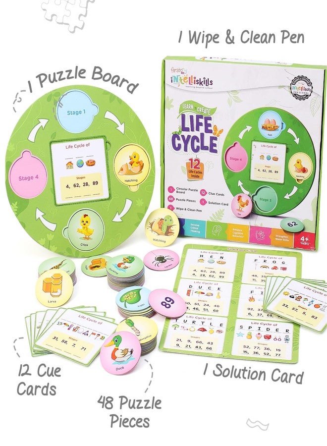 FIRSTCRY INTELLISKILLS Premium 63 Pcs Life Cycle Puzzle for Kids | Fun Way to Learn Life Cycle of 12 Birds, Insects & Animals | Preschool Educational Pick & Place Card Game for Boys & Girls | 3+ Years - Image 3